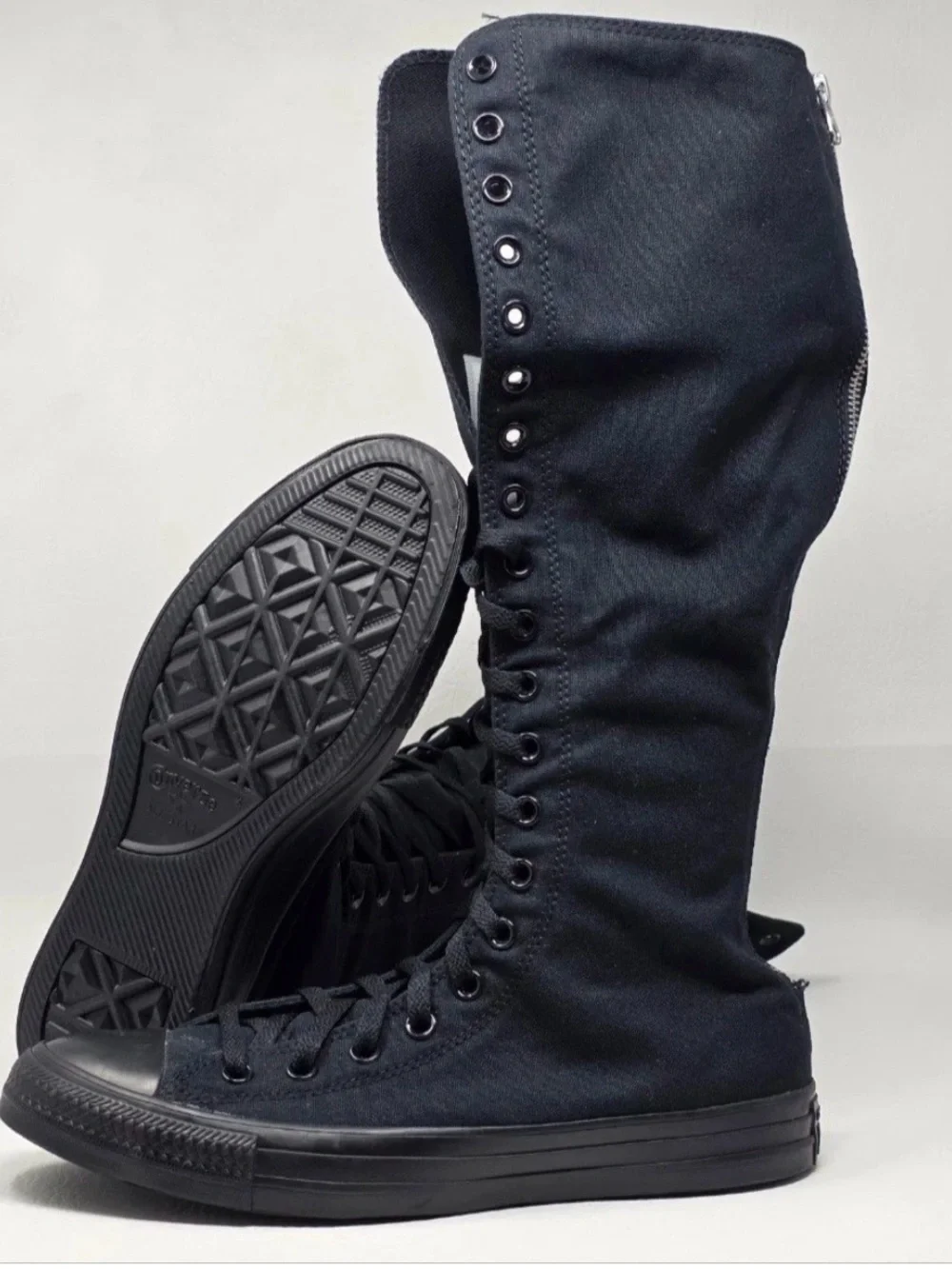 Converse Chuck Taylor All Star XX Hi Knee High Black Canvas Lace-Up Boots15W/13M